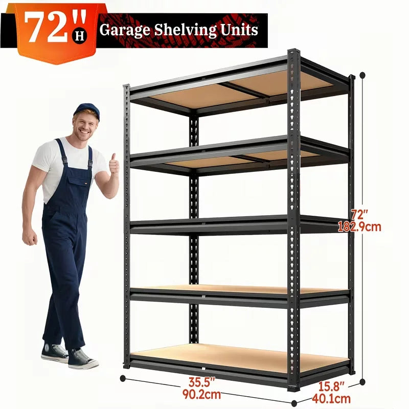60/72 Inch Heavy-duty Metal Storage Rack, With A Load-bearing Capacity Of 2000 Pounds Per Layer, Adjustable Height