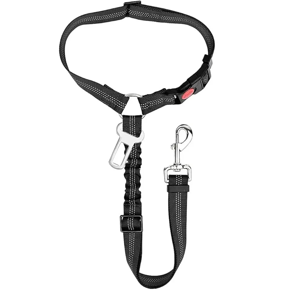 2-in-1 Dog Car Seatbelt Headrest Restraint Reflective Adjustable
