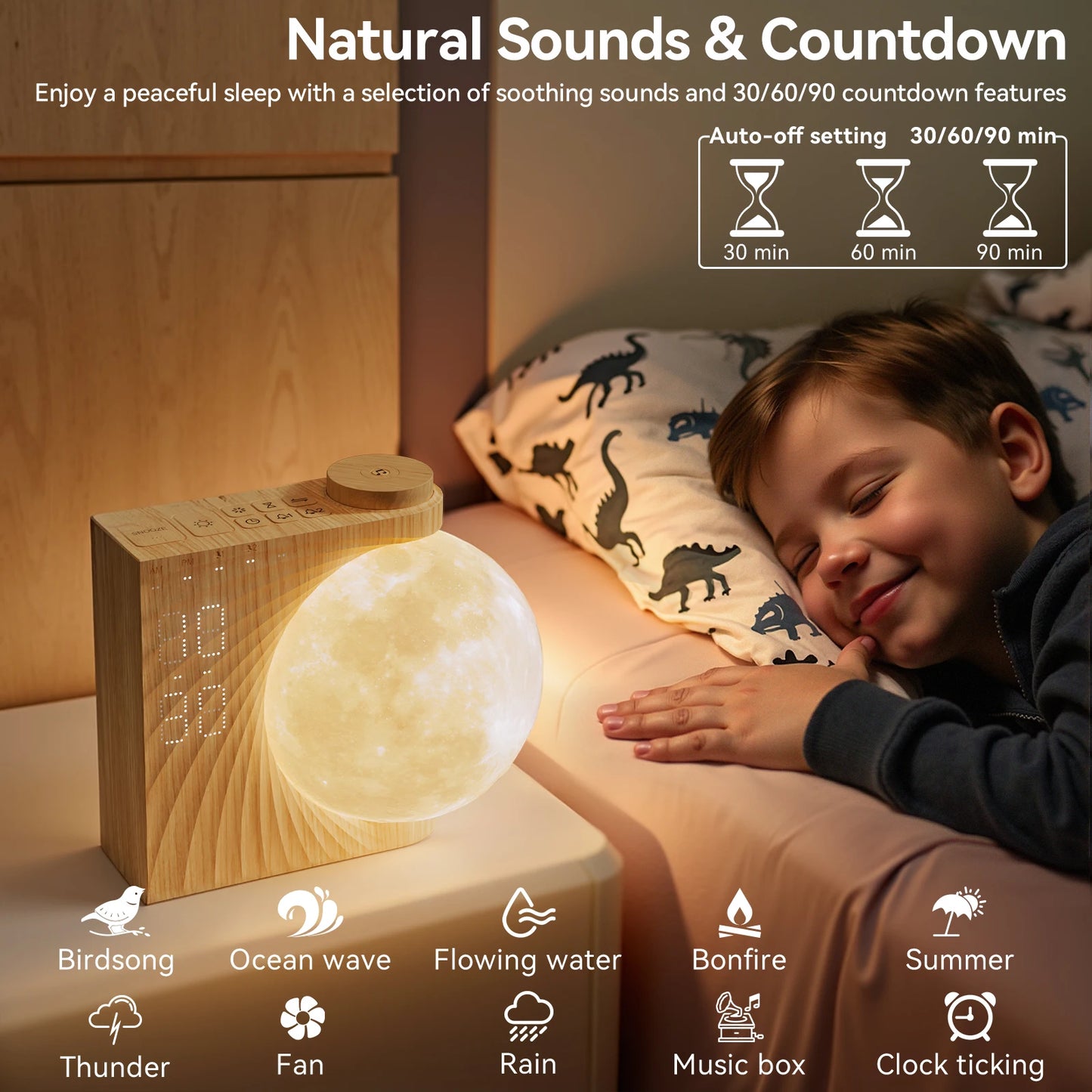 RETEYUNG Sunrise Alarm Clock With Moon Light 30/60/90 Timer