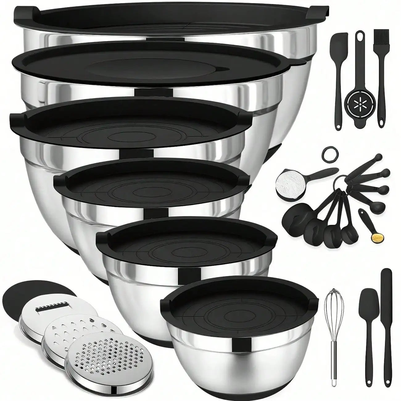 Stainless Steel Mixing Bowls Set With Lids 26 Pieces