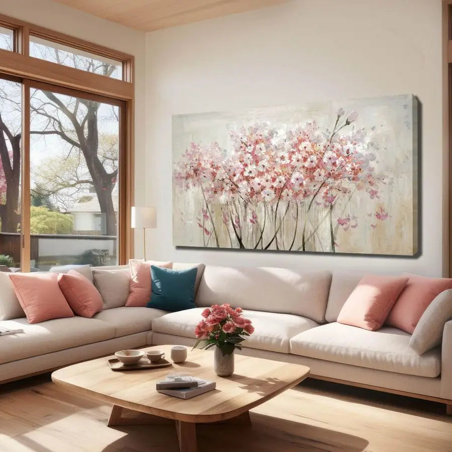 White Floral Oil Painting Canvas Art Wall Decor Modern Botanical Picture Graffiti Wall Art for Bedroom Living Room Kitchen Offic