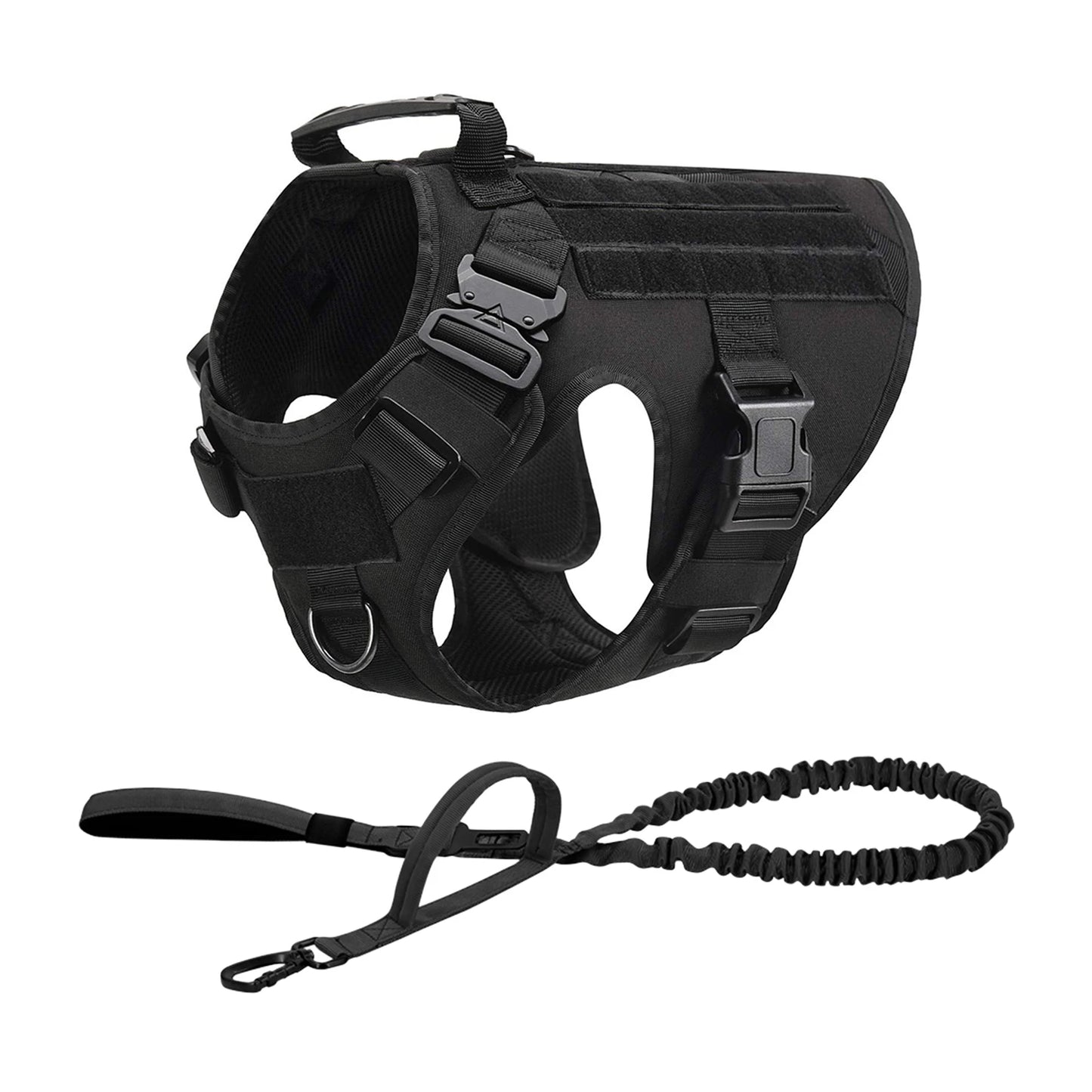 Tactical Dog Harness With Molle Pouches Nylon Padded Breakaway Design