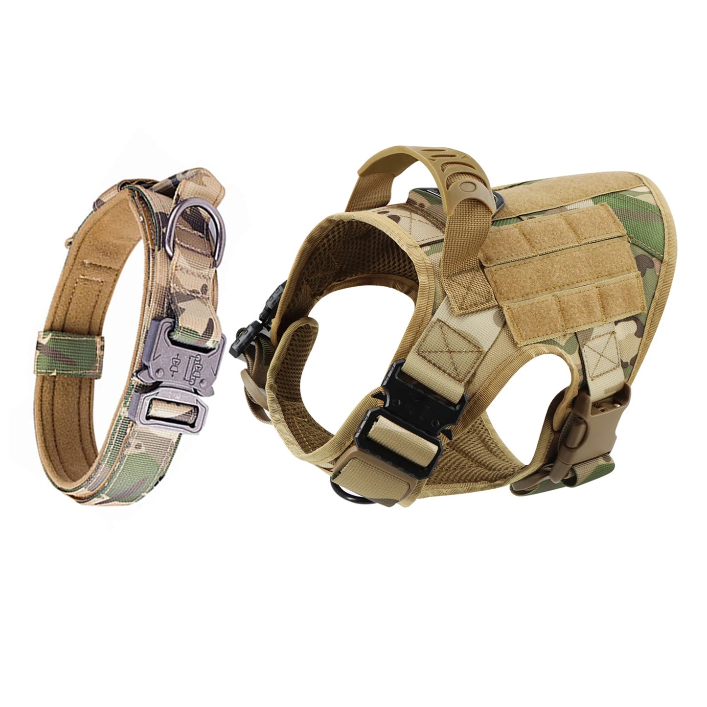 Adjustable Tactical Dog Harness And Nylon Collar Set For Dogs