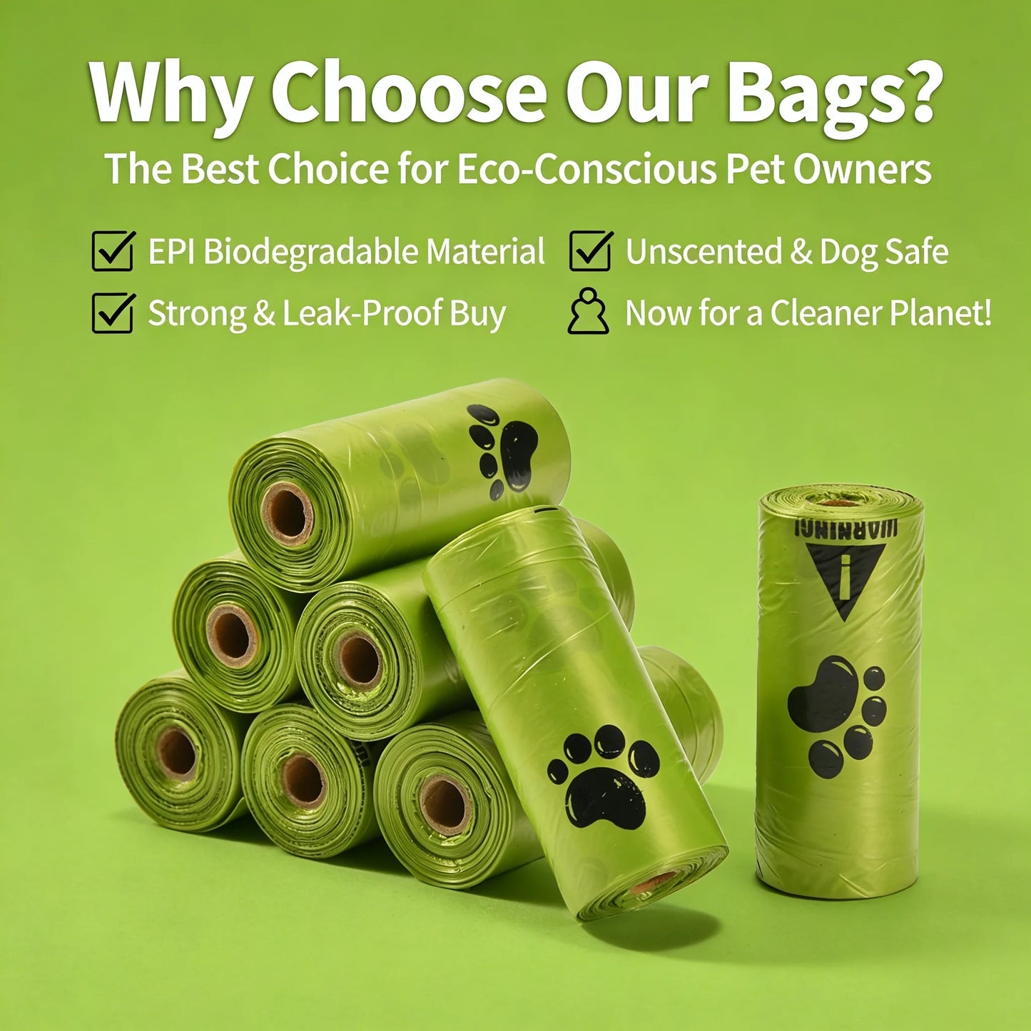 Eco-Friendly Dog Poop Bags Leak-Proof Extra Thick Unscented