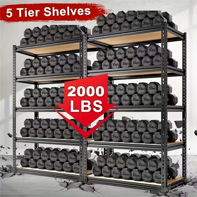 60/72 Inch Heavy-duty Metal Storage Rack, With A Load-bearing Capacity Of 2000 Pounds Per Layer, Adjustable Height