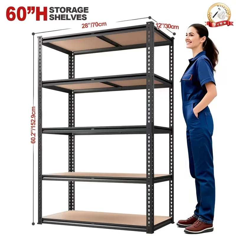60/72 Inch Heavy-duty Metal Storage Rack, With A Load-bearing Capacity Of 2000 Pounds Per Layer, Adjustable Height