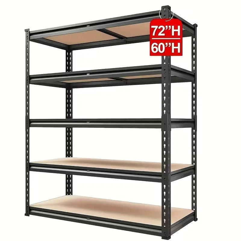 60/72 Inch Heavy-duty Metal Storage Rack, With A Load-bearing Capacity Of 2000 Pounds Per Layer, Adjustable Height