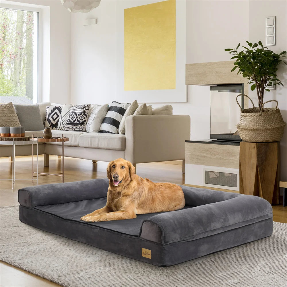 BORWART Calming Orthopedic Memory Foam Dog Bed with Waterproof Cover