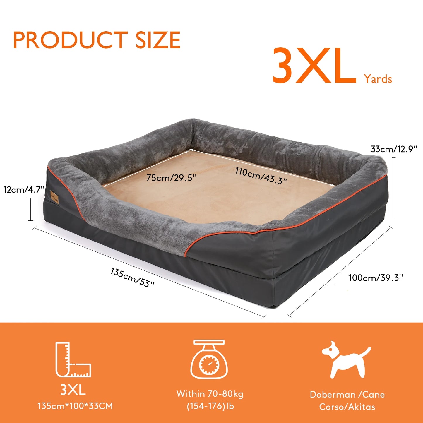 BINGOPAW Dog Bed With Removable Washable Cover Anti Allergy
