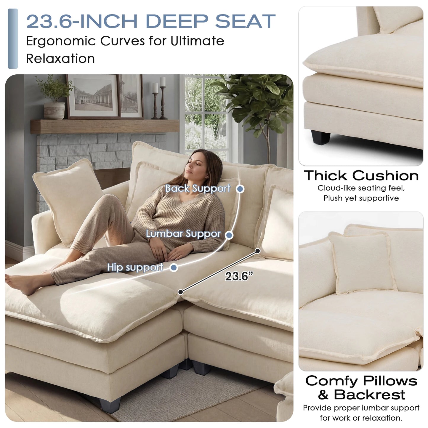 Redlife Modular Sectional Sofa With Ottoman Metal Frame