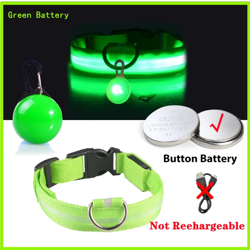 Usb Charging Glowing Dog Collar With Pendant Led Light Safety