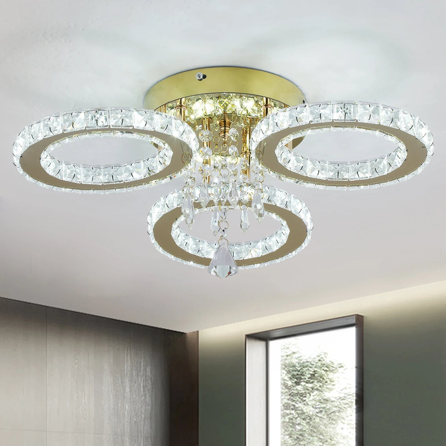 VETRULUS Crystal LED Ceiling Chandelier for Living Room
