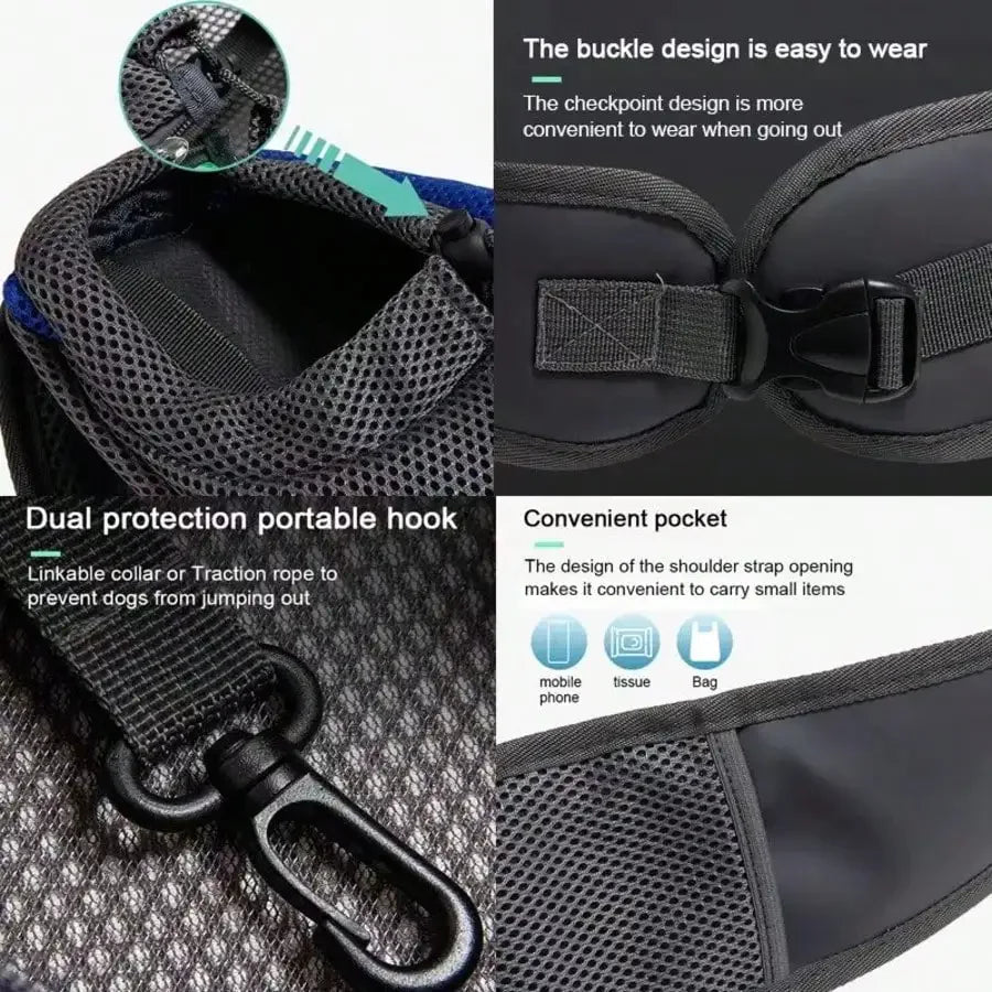 Breathable Mesh Pet Carrier Sling Backpack for Cats and Dogs