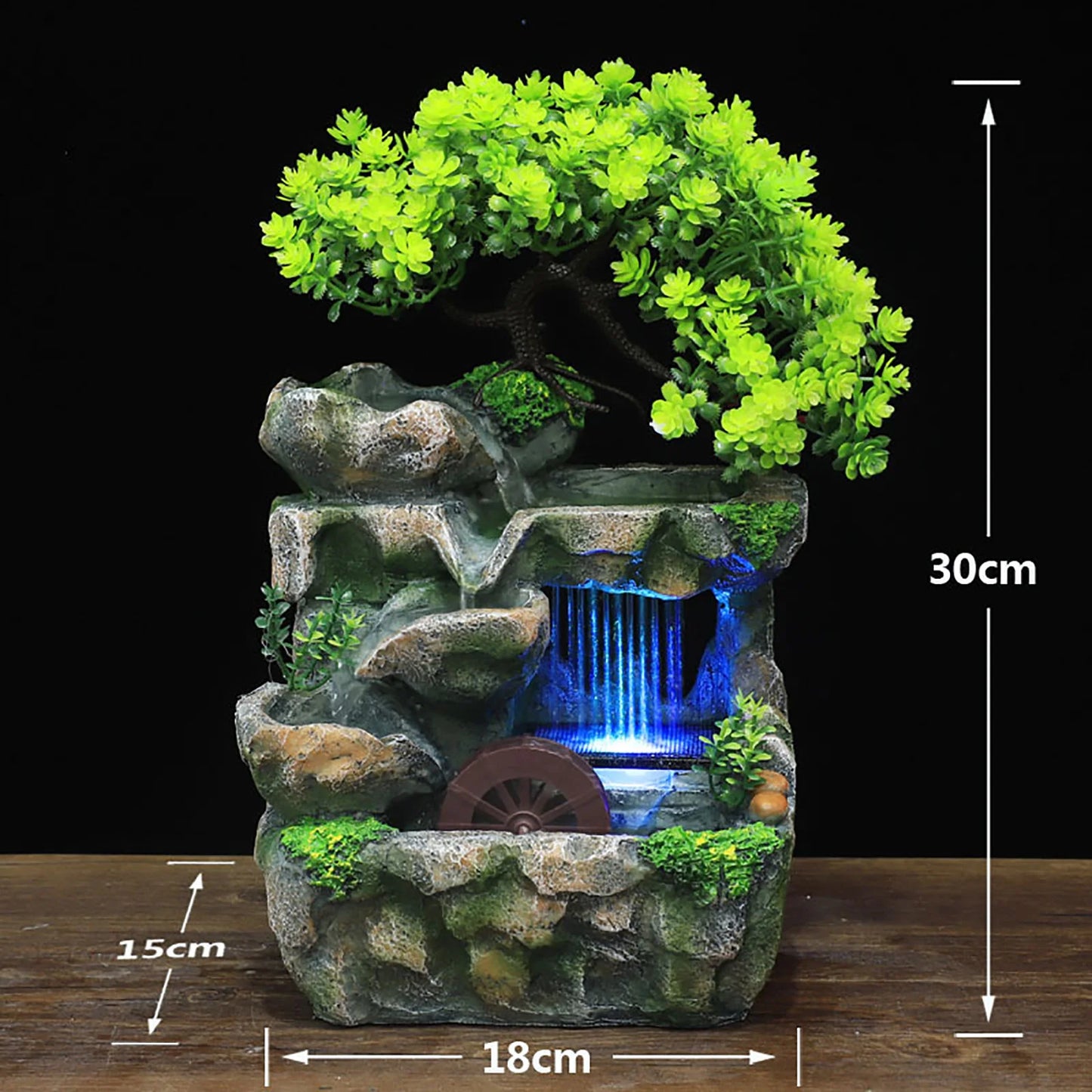 Indoor Water Fountain With Color Changing LED Zen Desk Decor