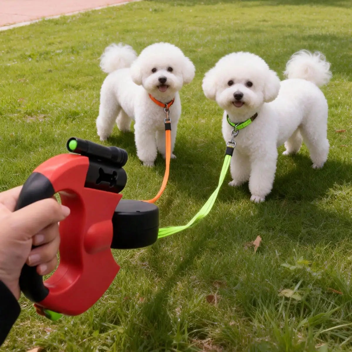 Dual Retractable Dog Leash With LED Light For Small Dogs
