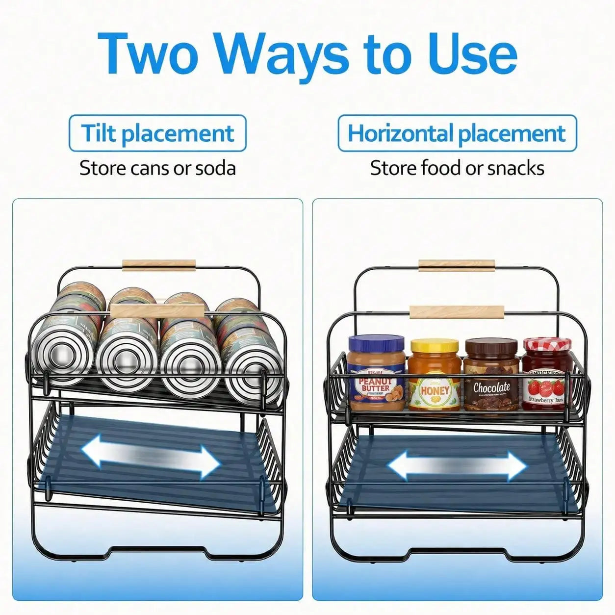 2-Pack Two-Tier Stackable Can Organizer For Pantry And Kitchen