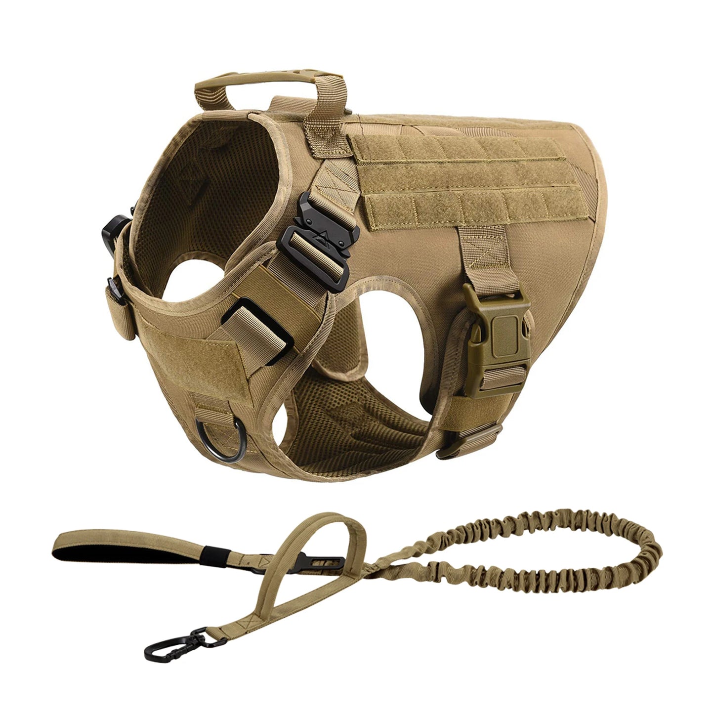 Tactical Dog Harness With Molle Pouches Nylon Padded Breakaway Design