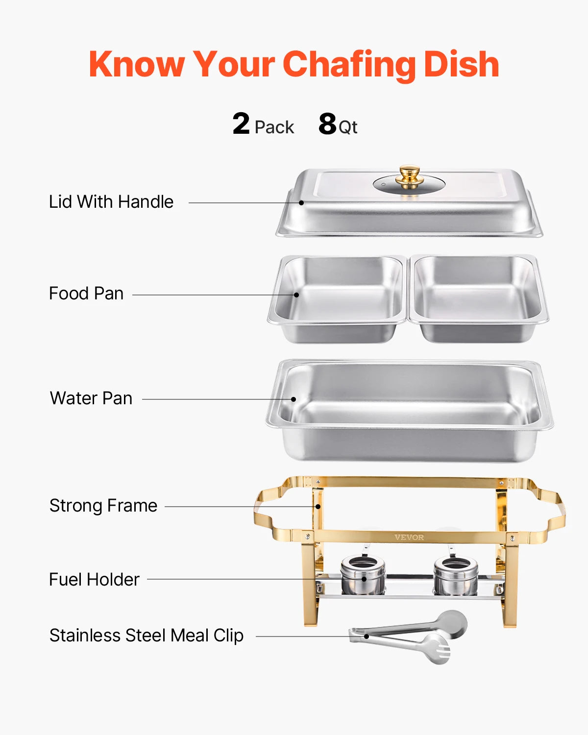 SucceBuy Chafing Dish Buffet Set Stainless Steel Rectangular Warmer