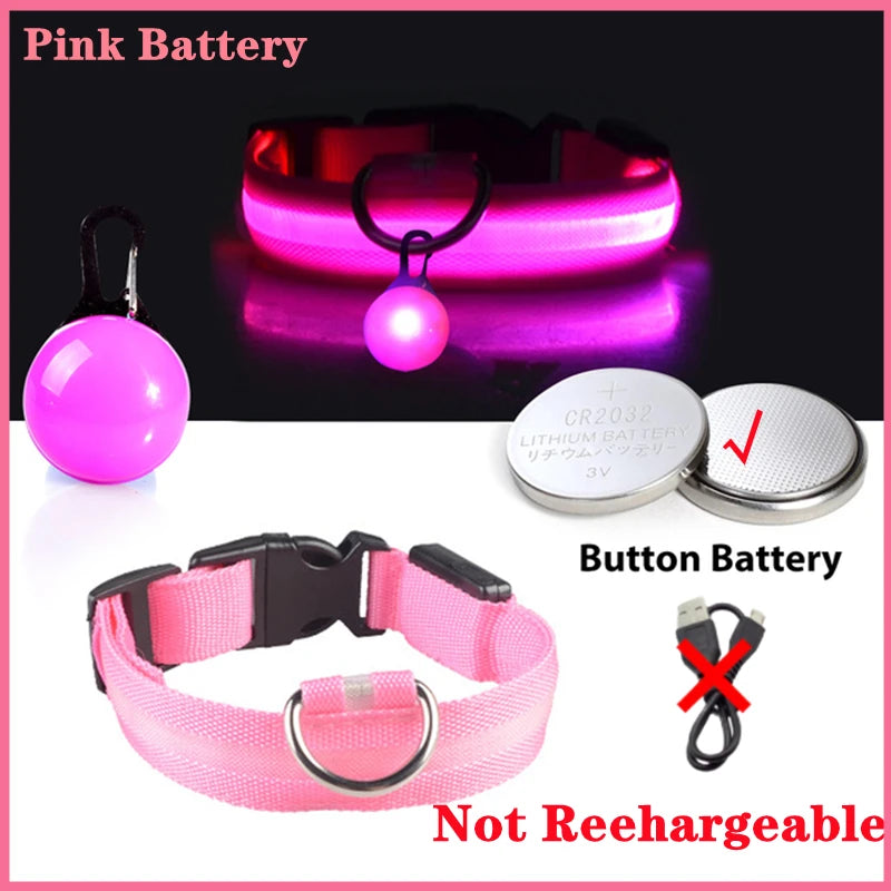 Usb Charging Glowing Dog Collar With Pendant Led Light Safety