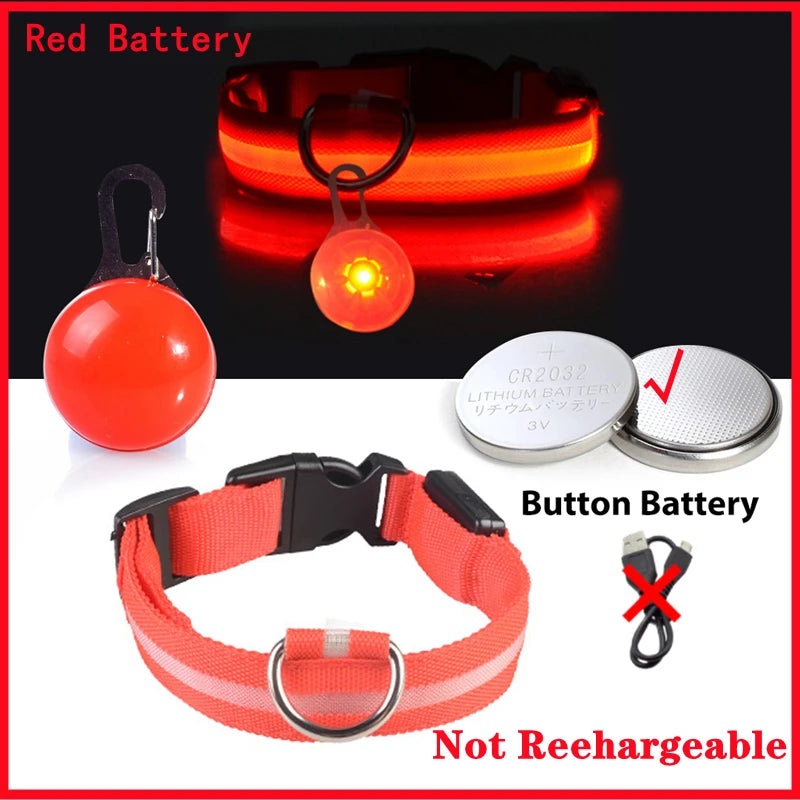 Usb Charging Glowing Dog Collar With Pendant Led Light Safety
