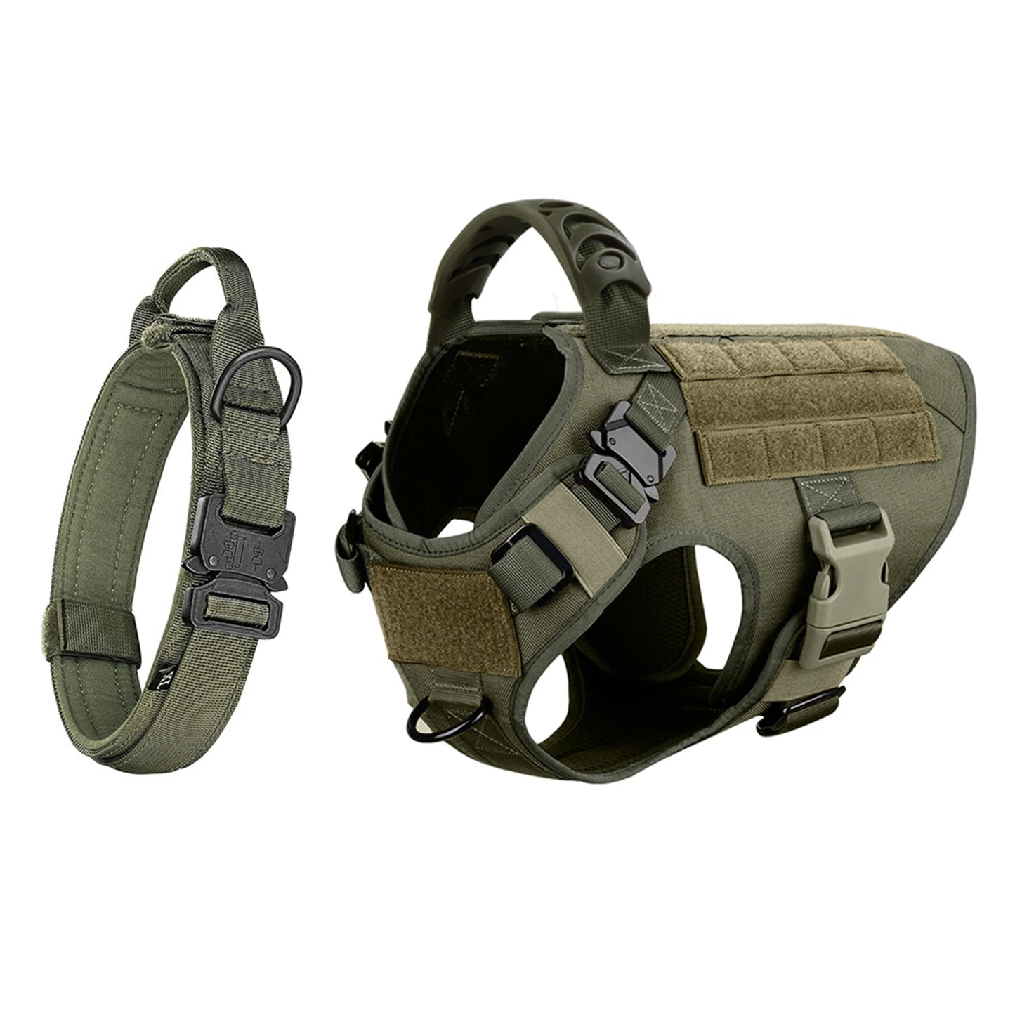 Adjustable Tactical Dog Harness And Nylon Collar Set For Dogs