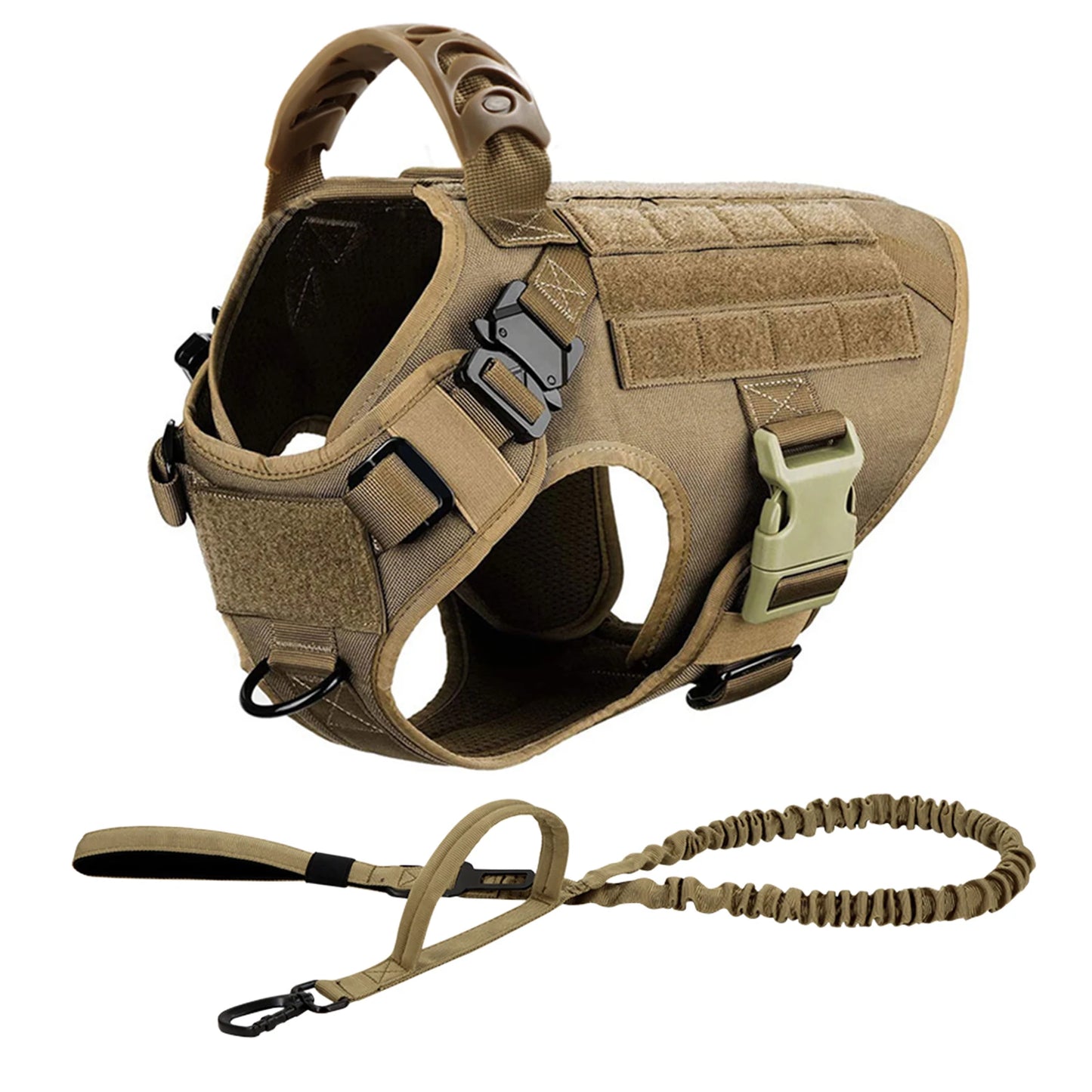 PETRAVEL Tactical Dog Harness Set for Large Dogs No Pull