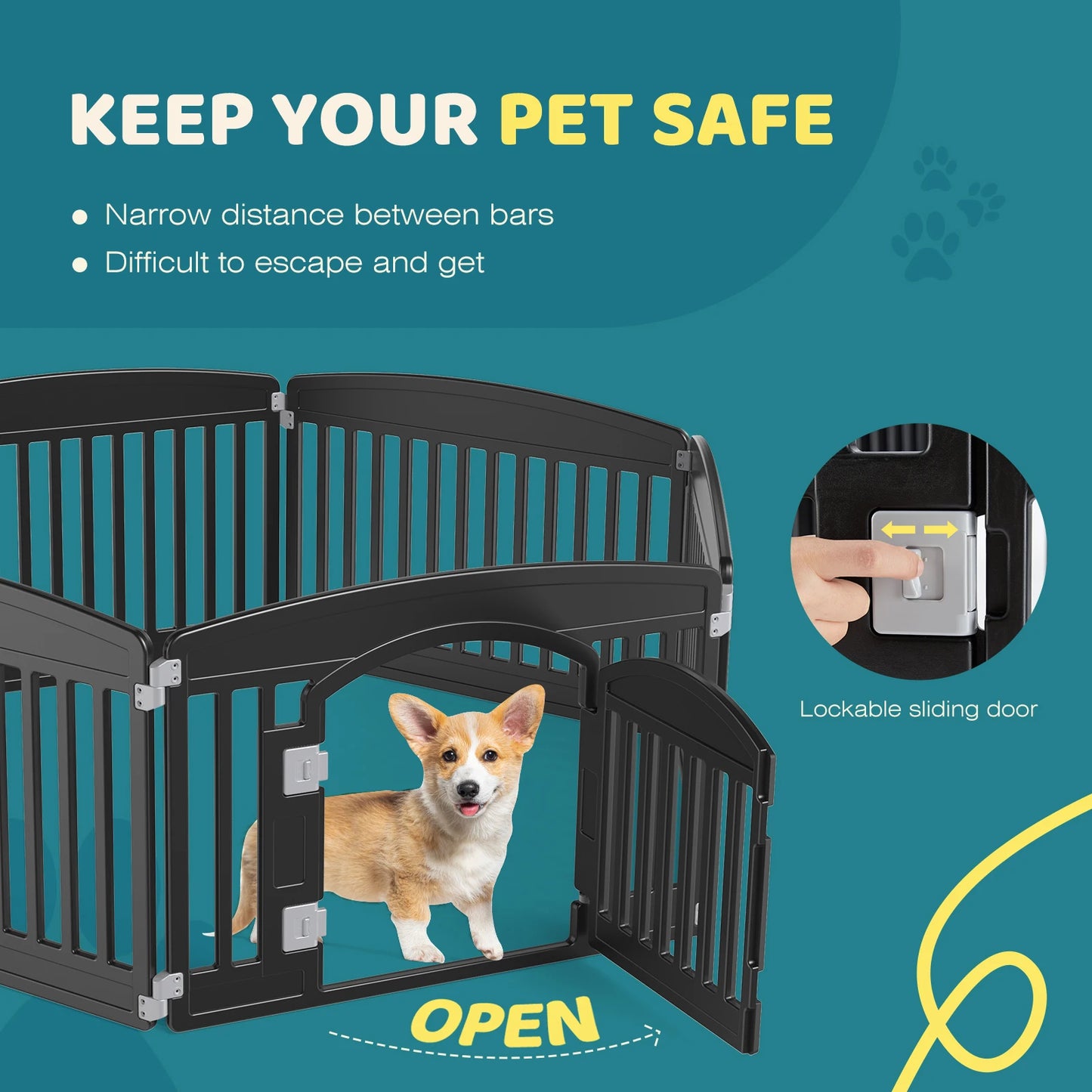 JHK Plastic Dog Playpen 6 Panel Expandable Pet Fence For Medium Dogs
