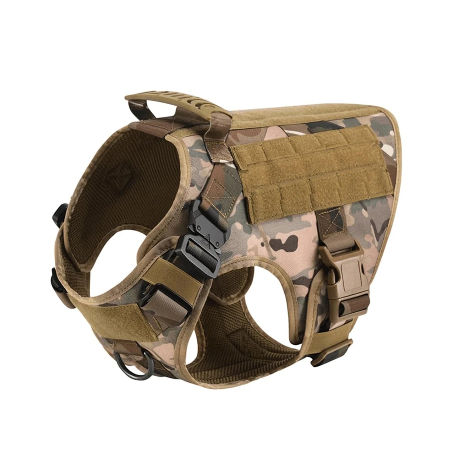 Tactical Dog Harness With Molle Pouches Nylon Padded Breakaway Design