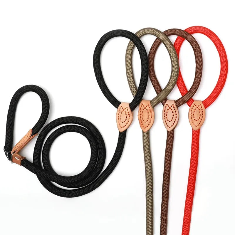 Dog Leash Slip Rope Lead Heavy Duty Braided Adjustable Loop