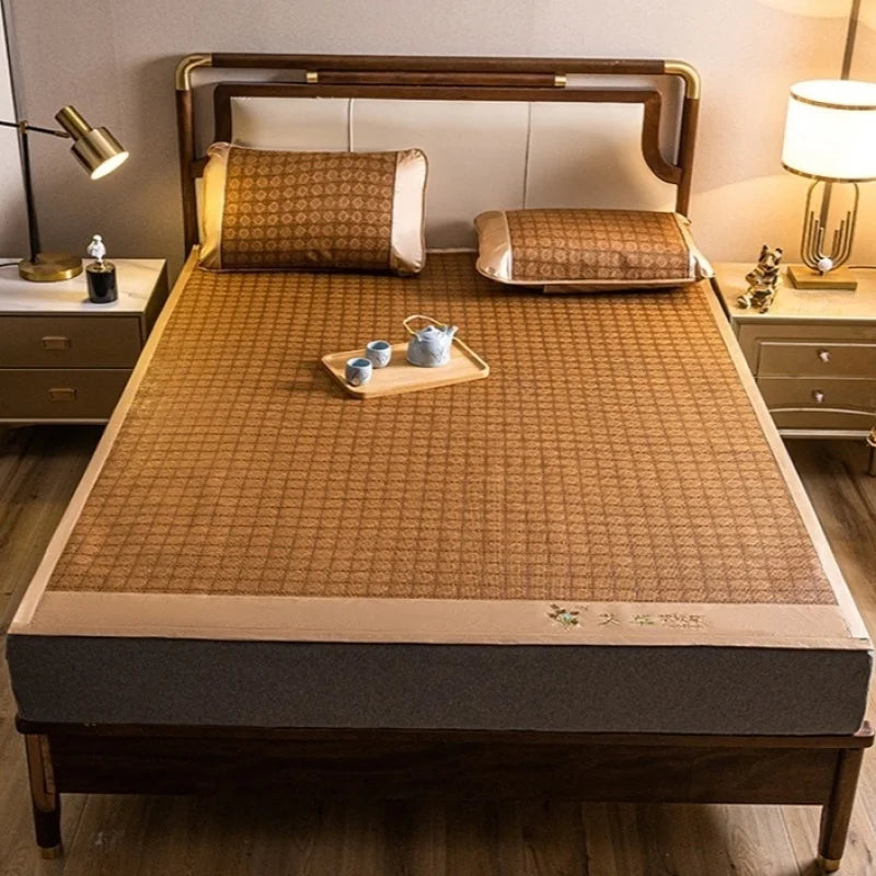 Cool Mat Bamboo Mat Summer Naked Sleeping Student Dormitory Mattress Foldable Ice Silk Mat Dual-Use Double-Sided Household