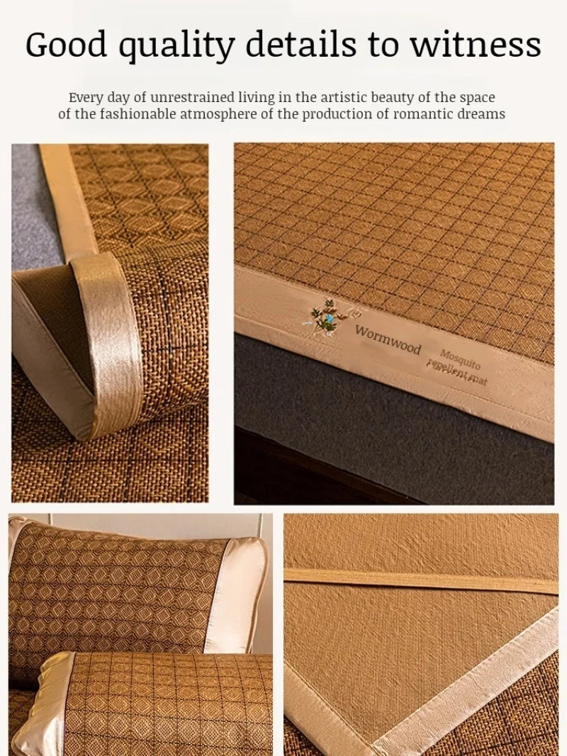 Cool Mat Bamboo Mat Summer Naked Sleeping Student Dormitory Mattress Foldable Ice Silk Mat Dual-Use Double-Sided Household