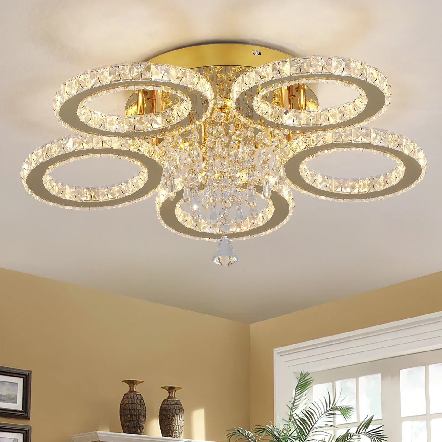 VETRULUS Crystal LED Ceiling Chandelier for Living Room