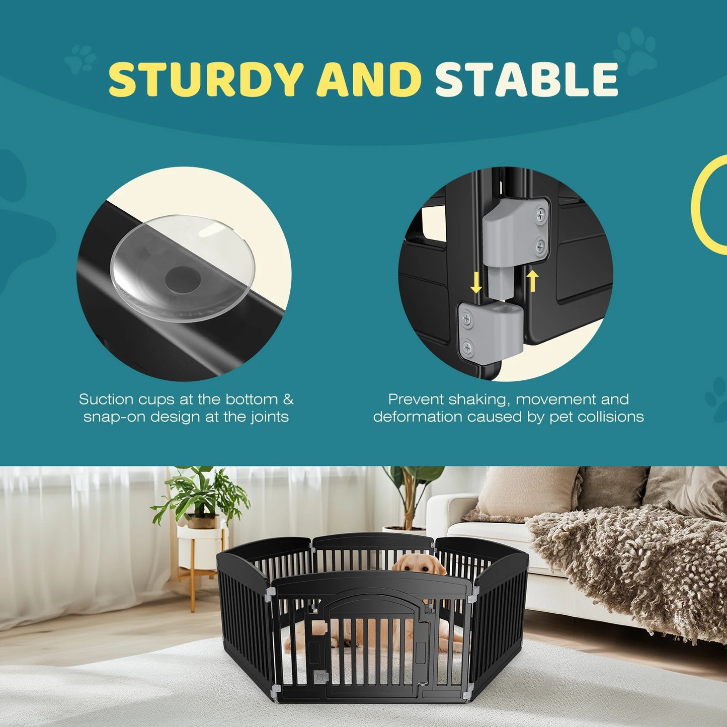 JHK Plastic Dog Playpen 6 Panel Expandable Pet Fence For Medium Dogs
