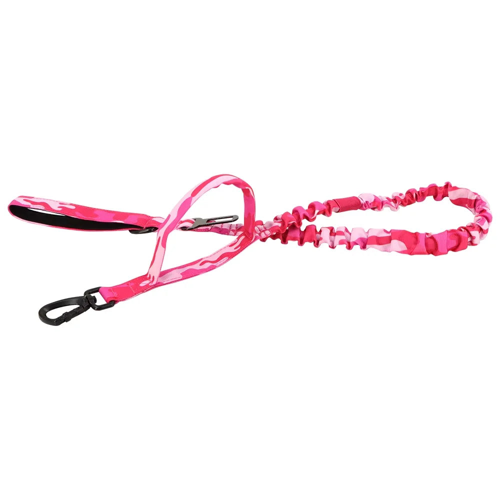 Military Style Dog Leash With Adjustable Length And Quick Release Elastic Rope
