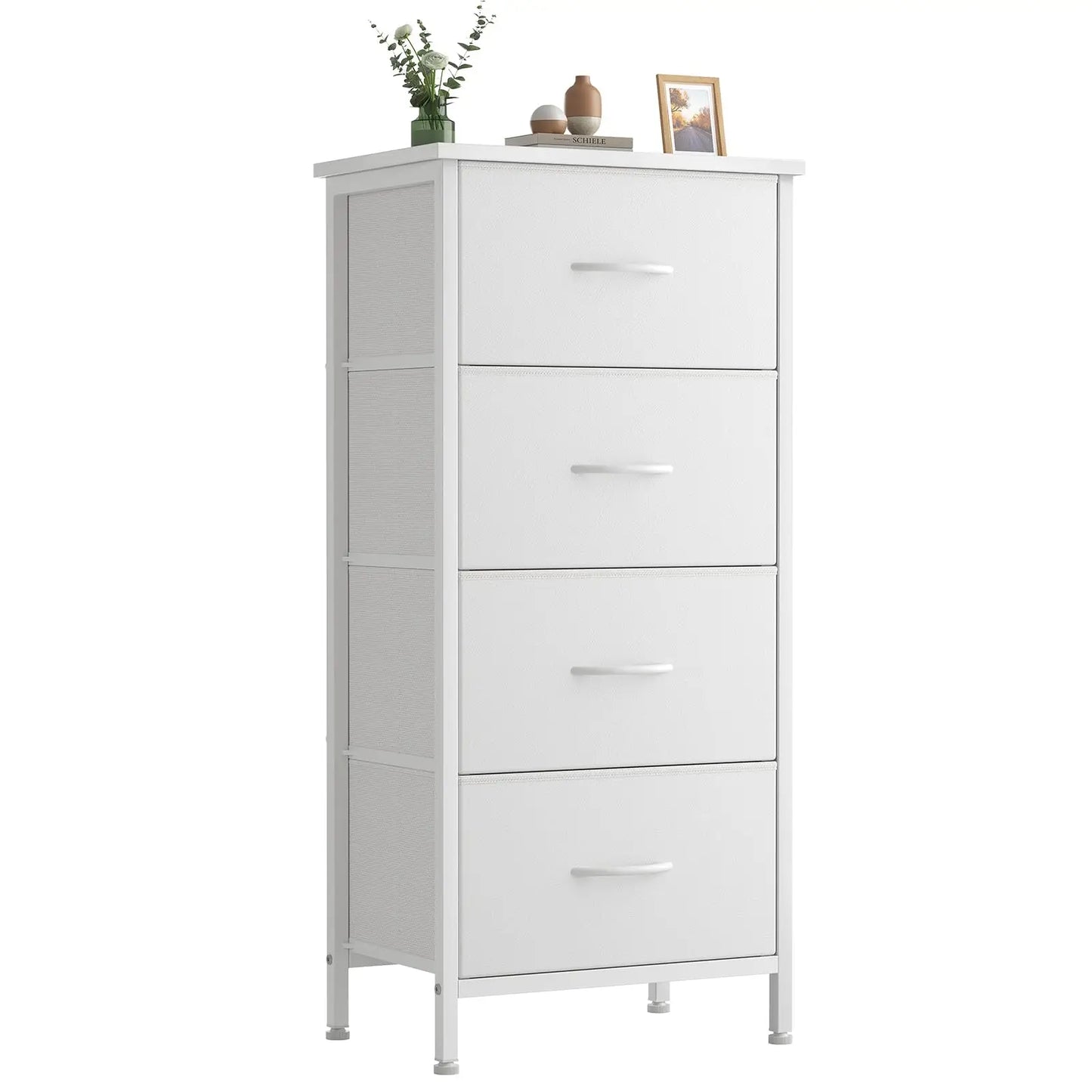 XIUWO Nightstand With 4 Fabric Drawers Modern Bedside Table