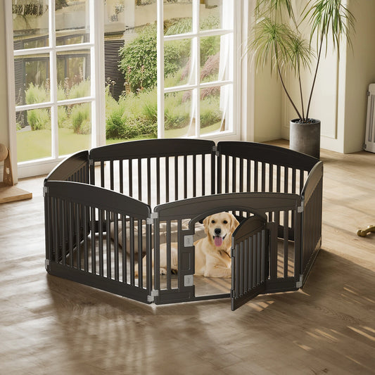 JHK Plastic Dog Playpen 6 Panel Expandable Pet Fence For Medium Dogs