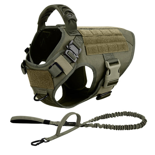 PETRAVEL Tactical Dog Harness Set for Large Dogs No Pull