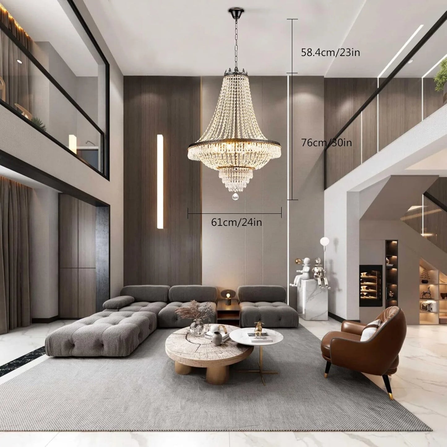 9 Light French Empire Crystal Chandelier Pendant Lamp