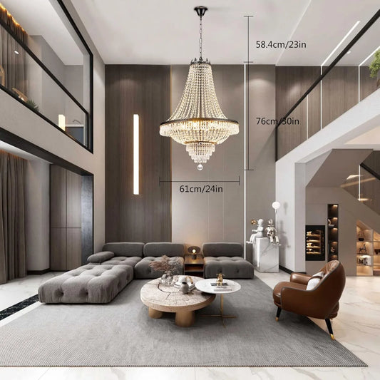 9 Light French Empire Crystal Chandelier Pendant Lamp