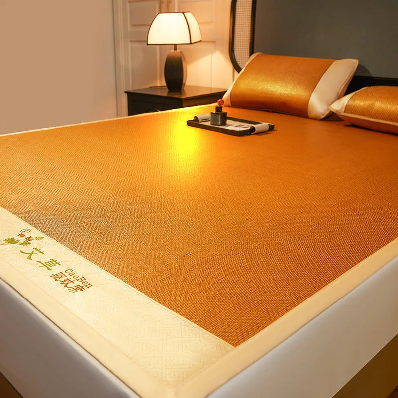 Cool Mat Bamboo Mat Summer Naked Sleeping Student Dormitory Mattress Foldable Ice Silk Mat Dual-Use Double-Sided Household