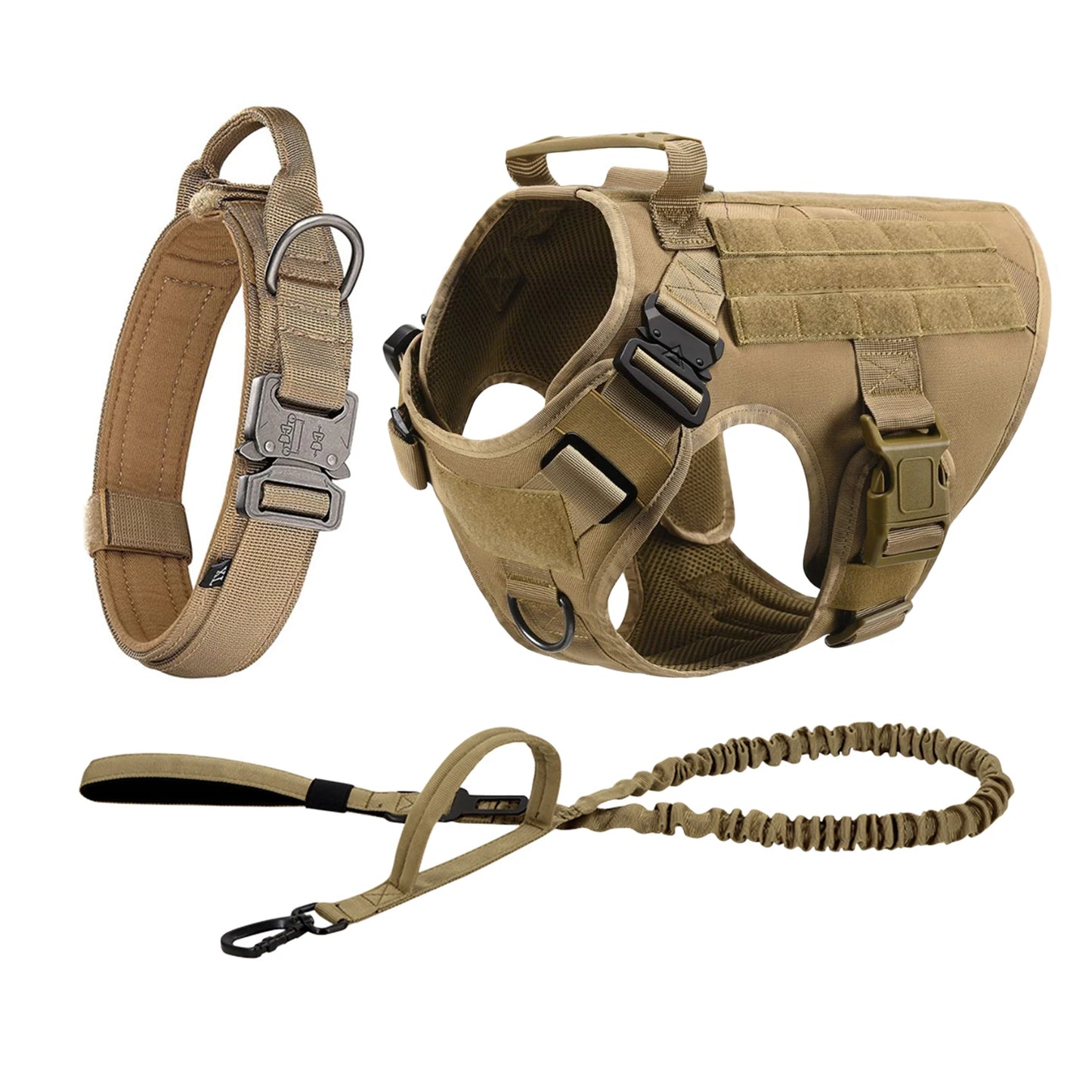 Tactical Dog Harness With Molle Pouches Nylon Padded Breakaway Design