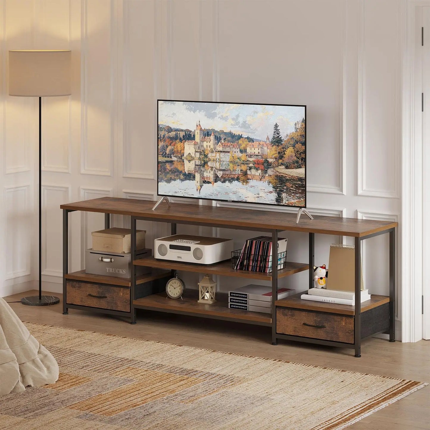 JHK Wooden TV Stand For Living Room Entertainment Center