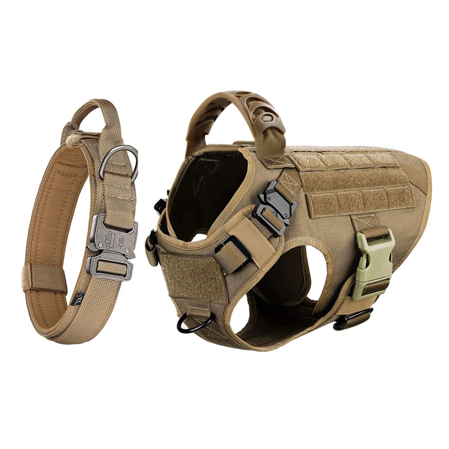 Adjustable Tactical Dog Harness And Nylon Collar Set For Dogs