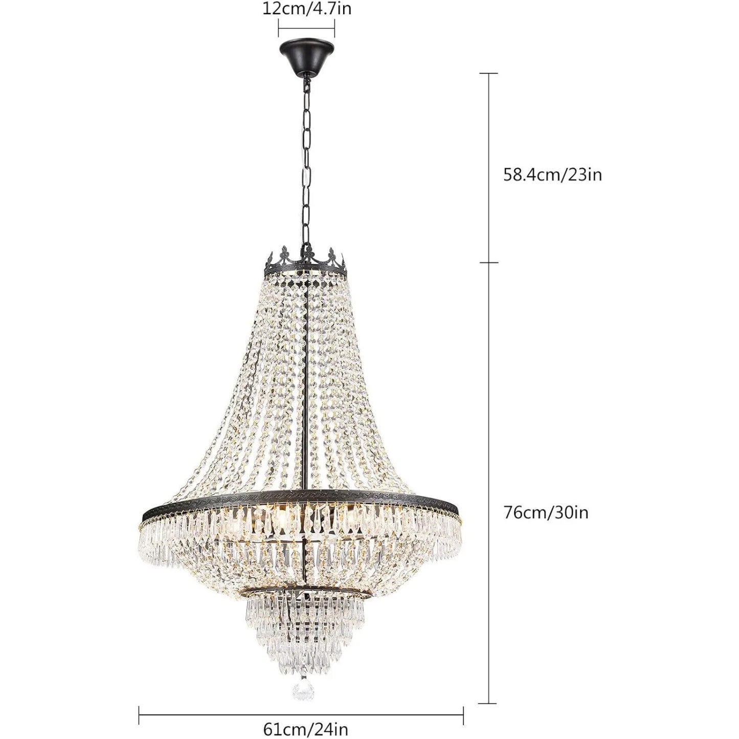 9 Light French Empire Crystal Chandelier Pendant Lamp