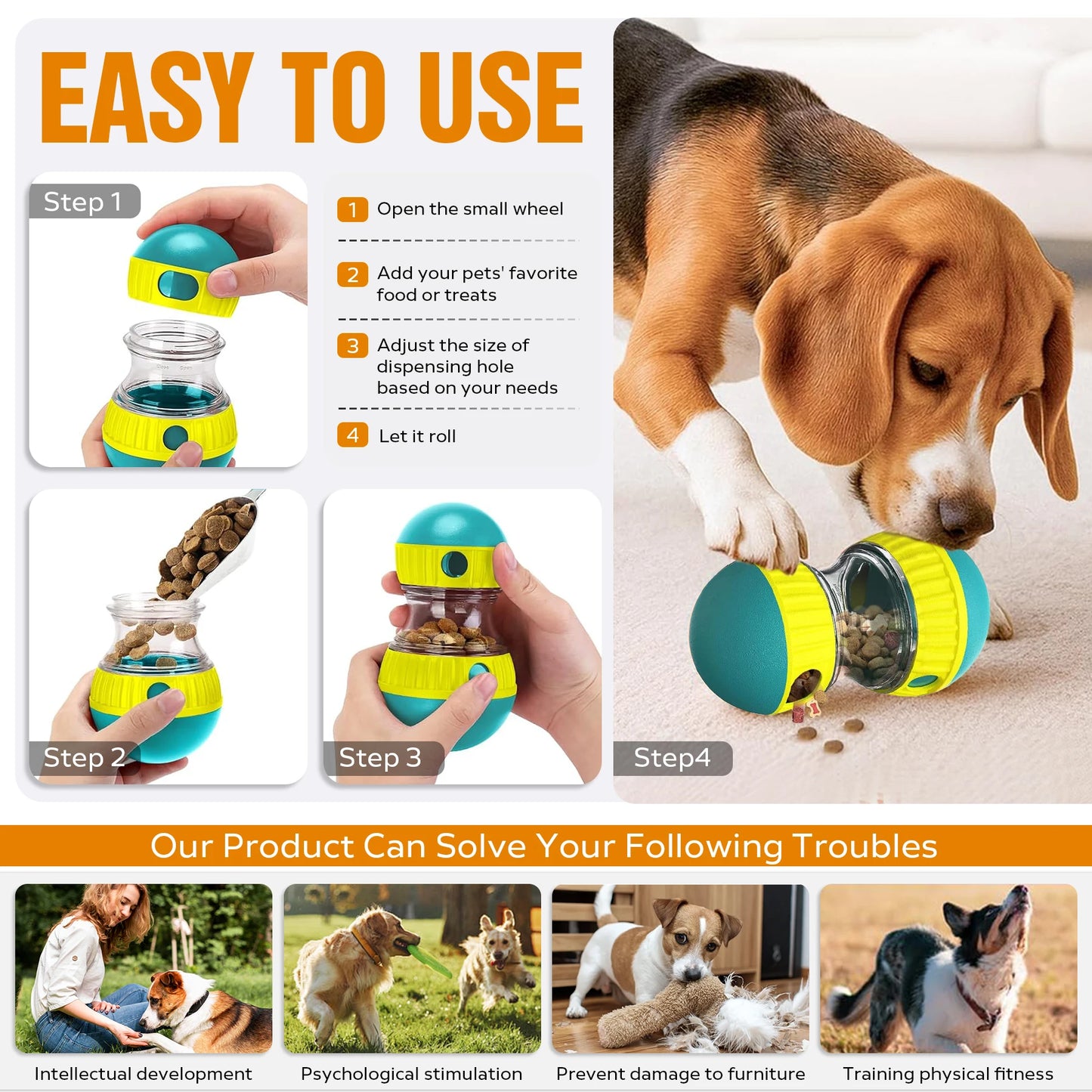 Interactive Treat Dispensing Ball Toy for Dogs and Cats