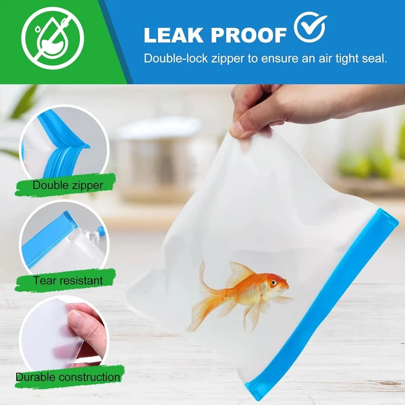 8 Pack Freezer Bags Reusable Silicone Food Storage Bags