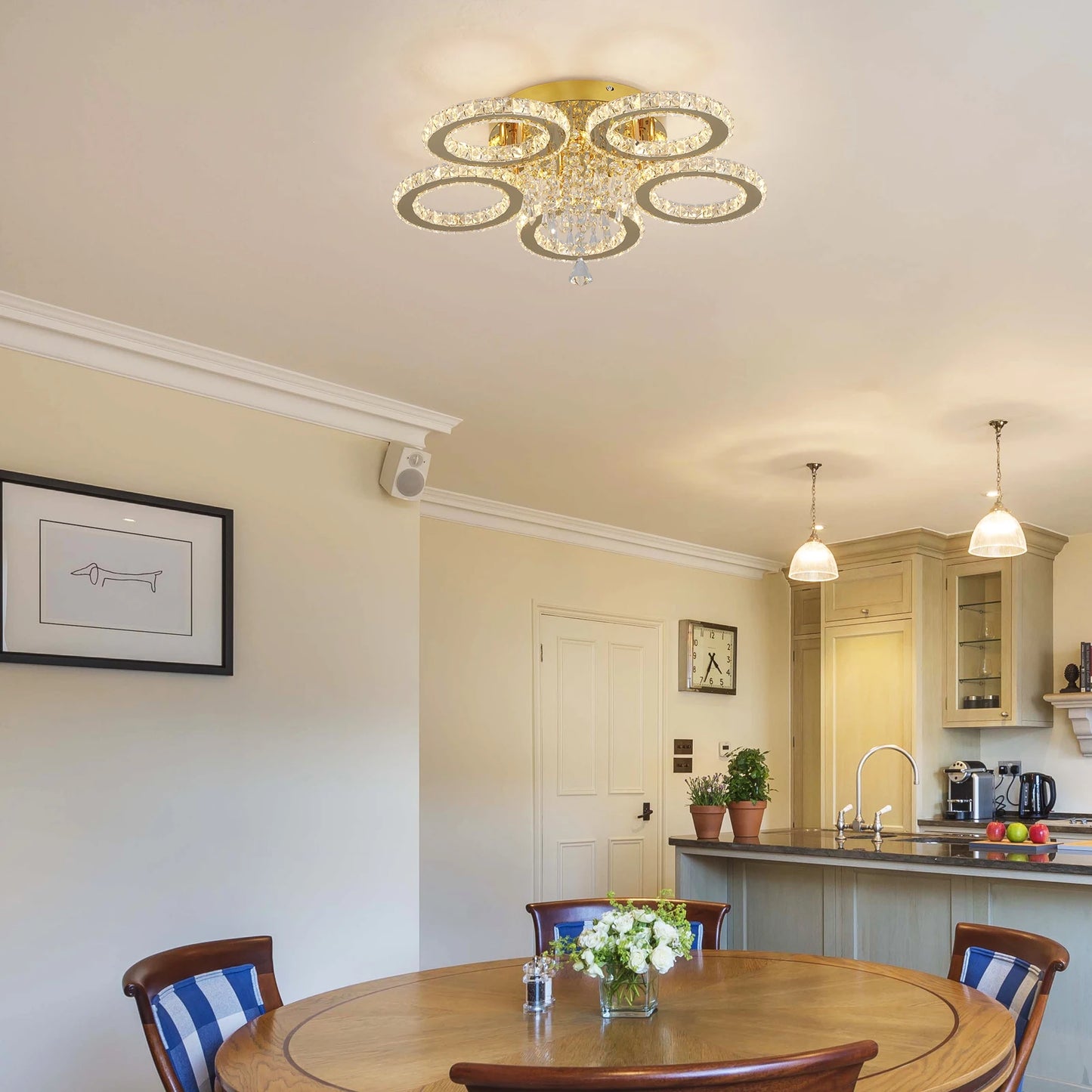 VETRULUS Crystal LED Ceiling Chandelier for Living Room