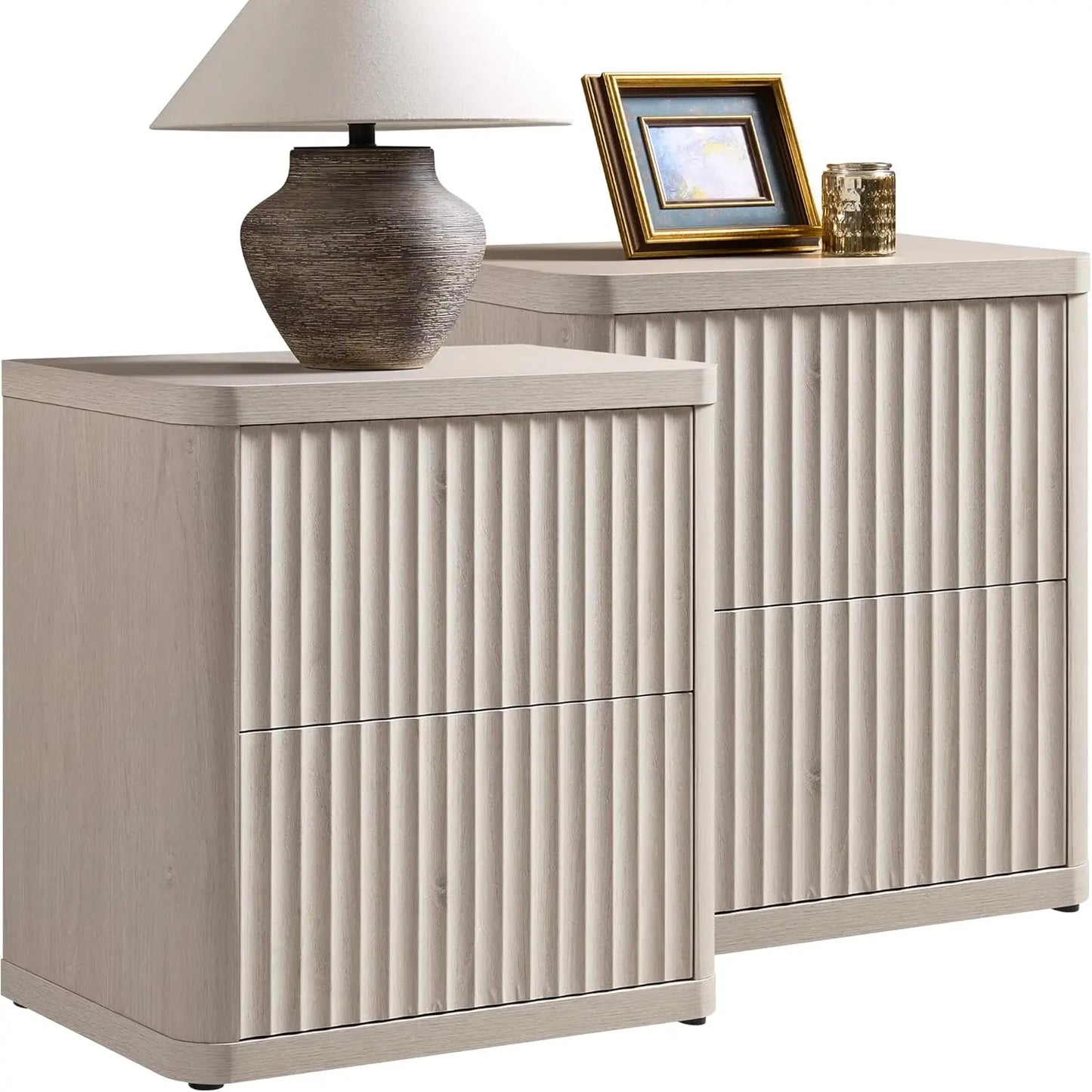 Frame Nightstands Set of 2 Modern Bedside Tables with Drawers