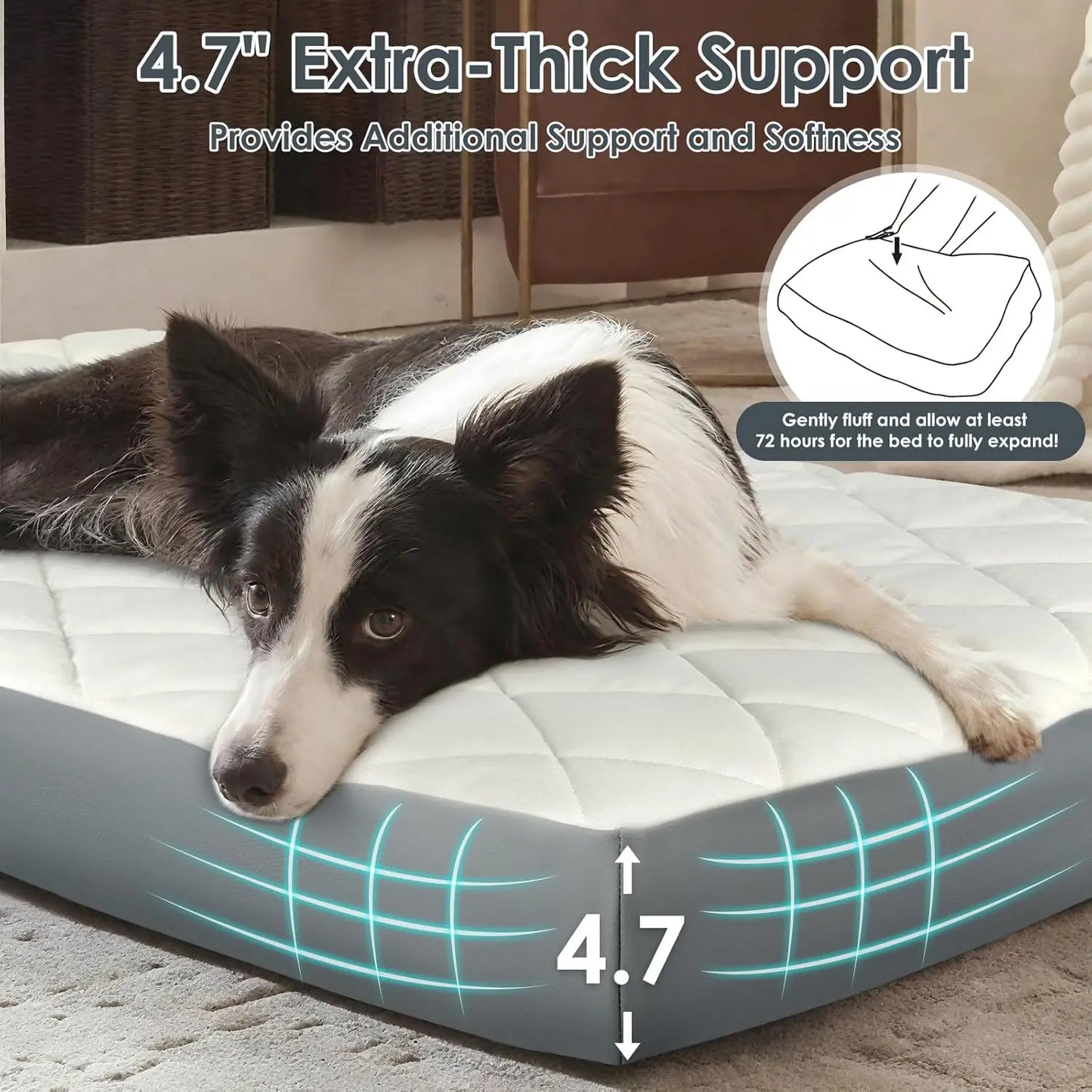 Orthopedic Memory Foam Dog Bed With Waterproof Faux Leather