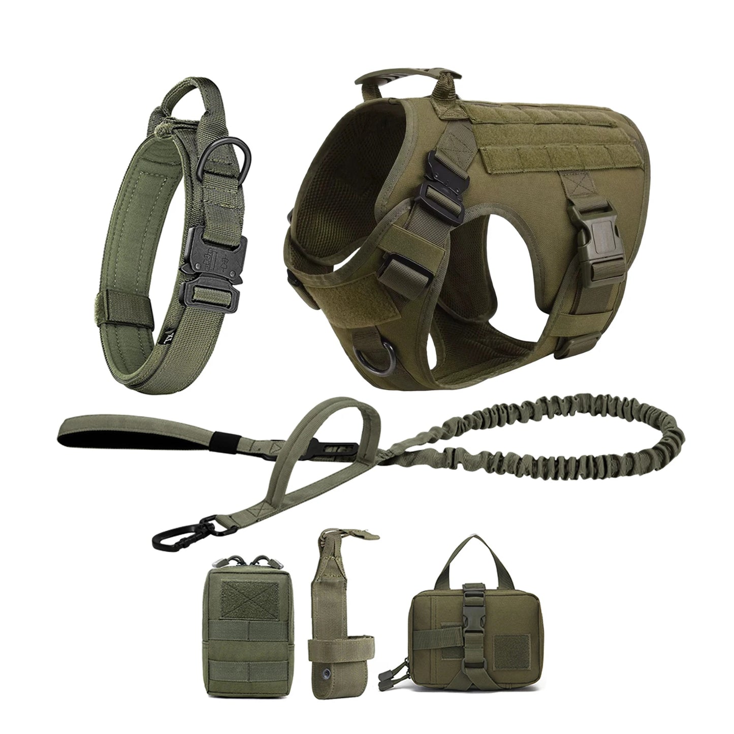 Tactical Dog Harness With Molle Pouches Nylon Padded Breakaway Design